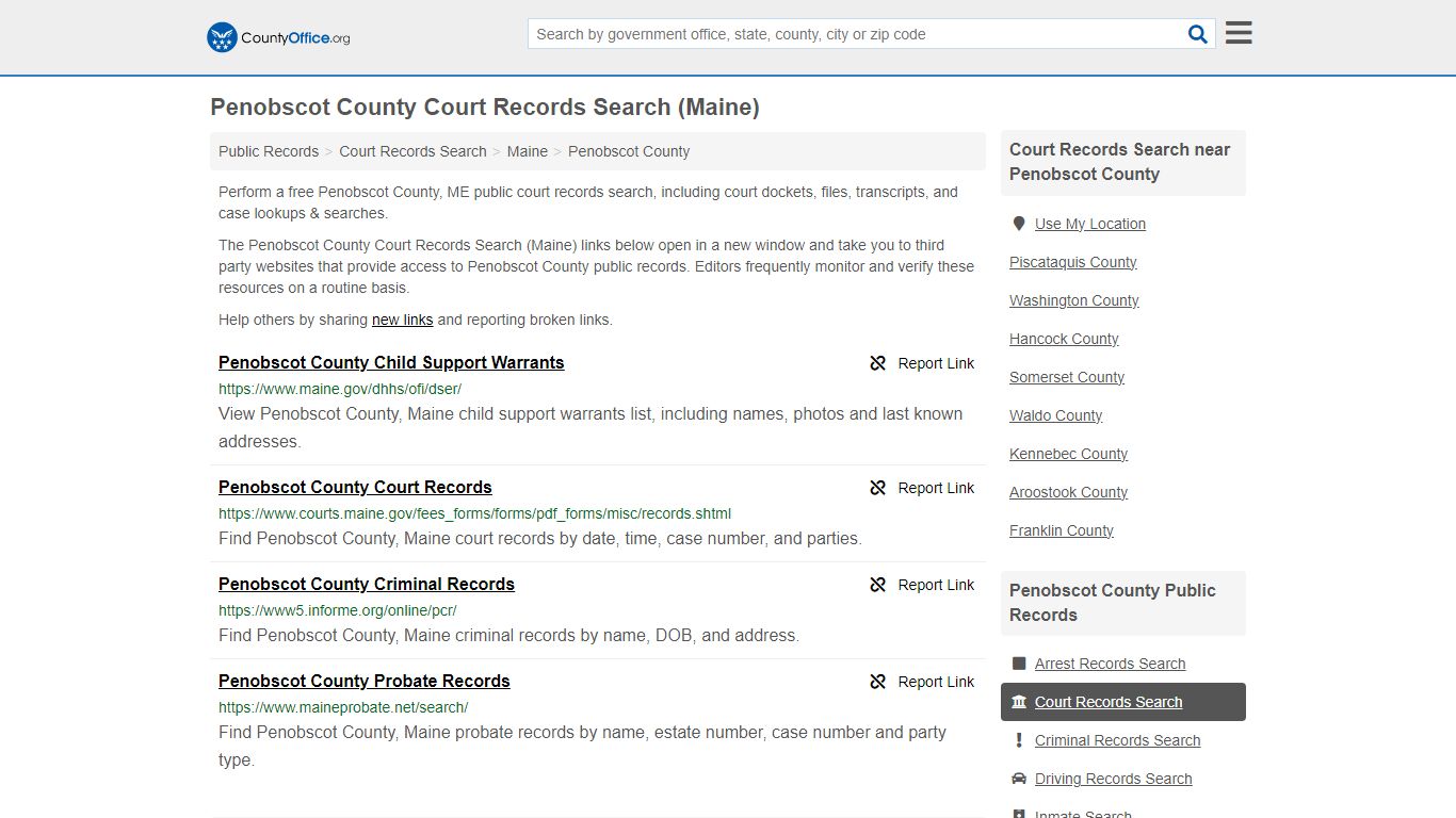 Penobscot County Court Records Search (Maine) - County Office