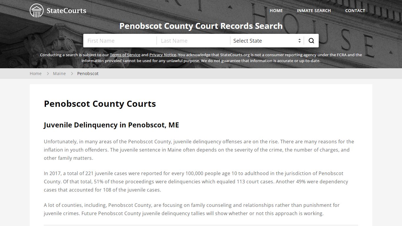 Penobscot County, ME Courts - Records & Cases - StateCourts